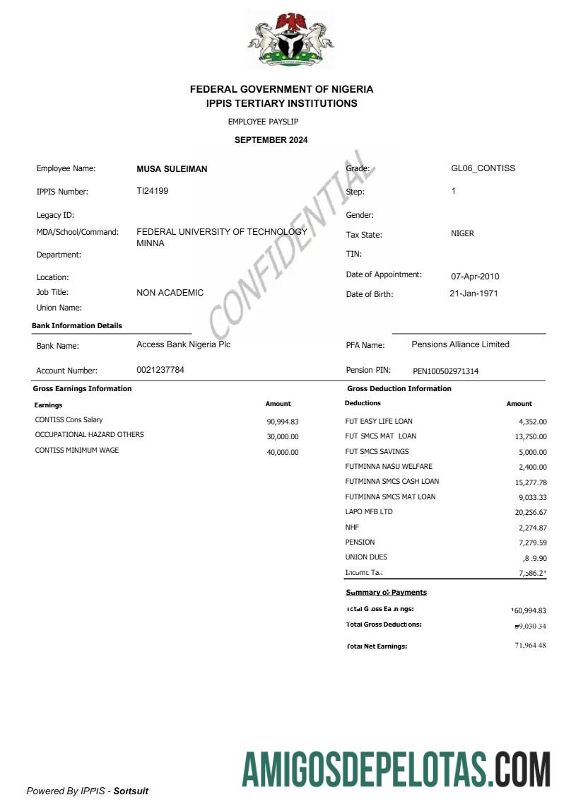 Para download Modelo de recibo de pagamento de funcionário do governo federal da Nigéria em formatos Word e PDF.pdf, 1